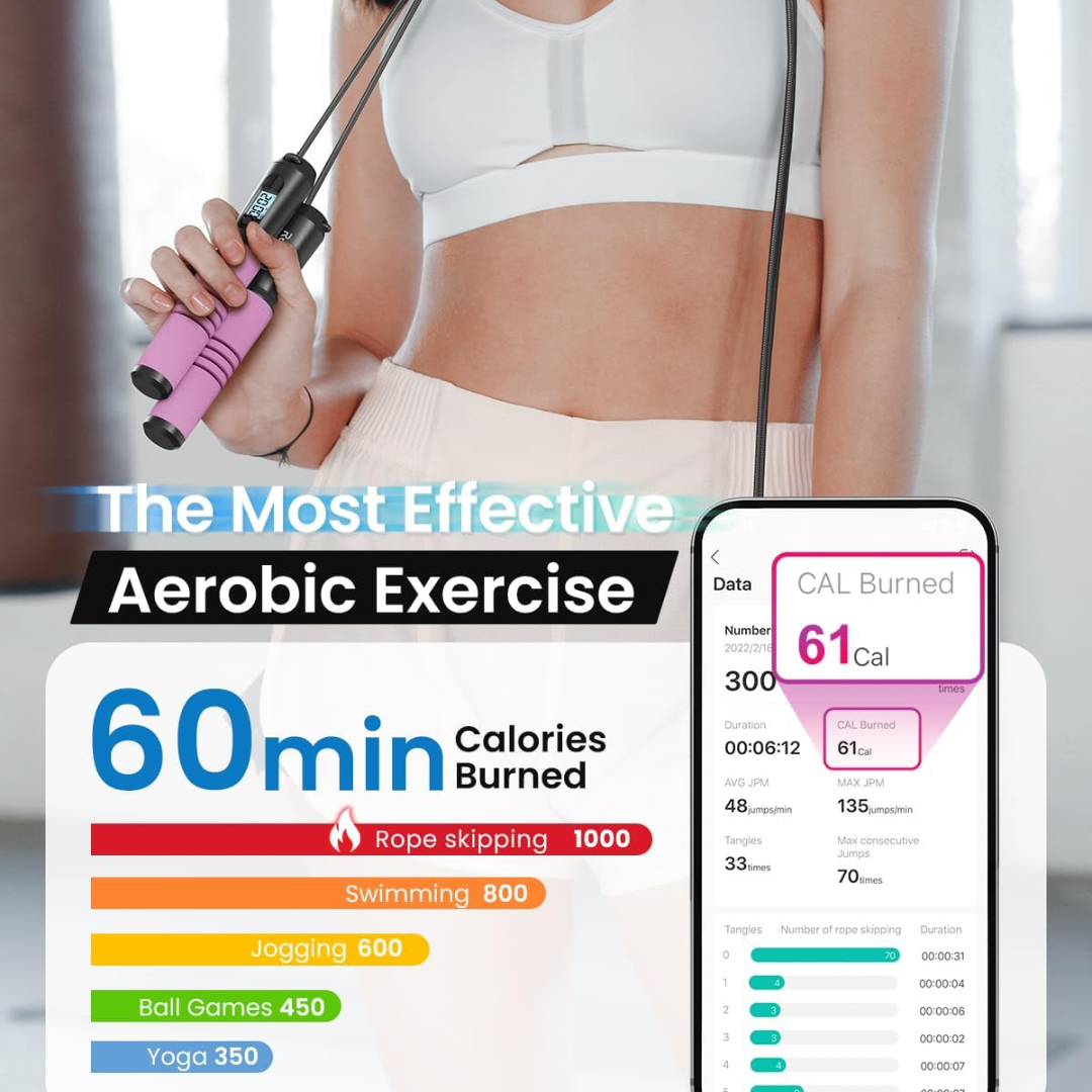 JumpFit - Slimme Springtouw met App en Knopenloos Ontwerp Bowlift