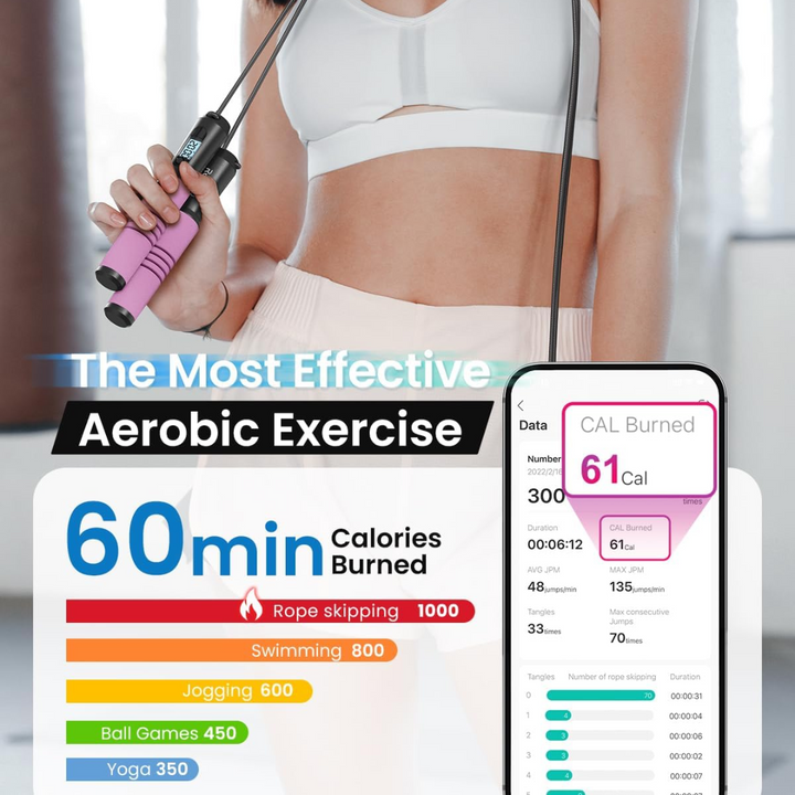 JumpFit - Slimme Springtouw met App en Knopenloos Ontwerp Bowlift