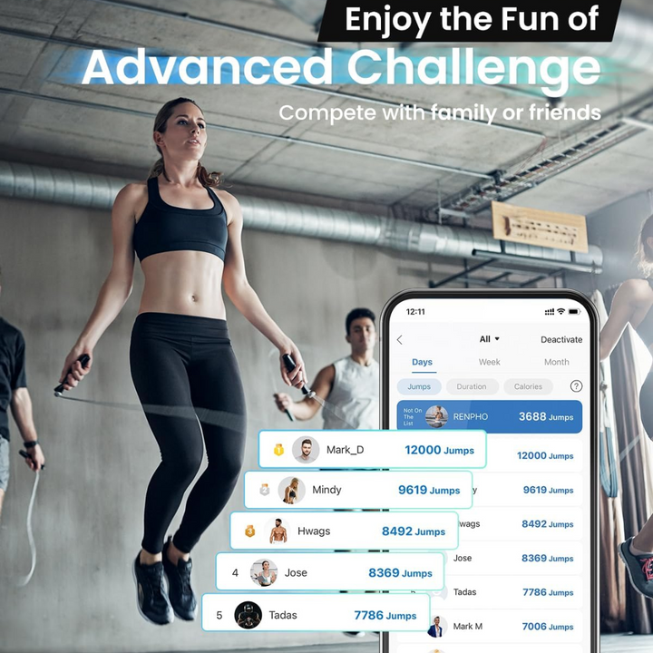 JumpFit - Slimme Springtouw met App en Knopenloos Ontwerp Bowlift
