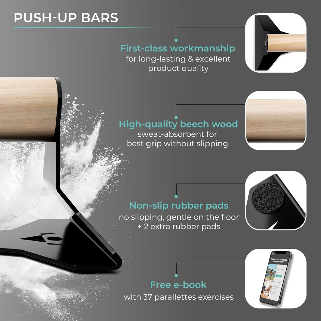 PowerGrip - Houten Push-Up Parallettes met Antislip Bowlift
