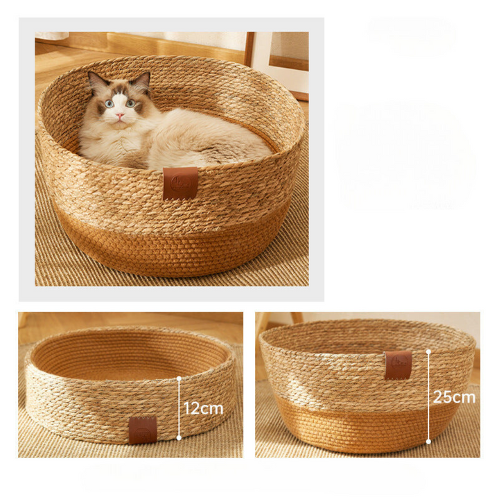 Hand-woven rattan cat scratching bed Bowlift