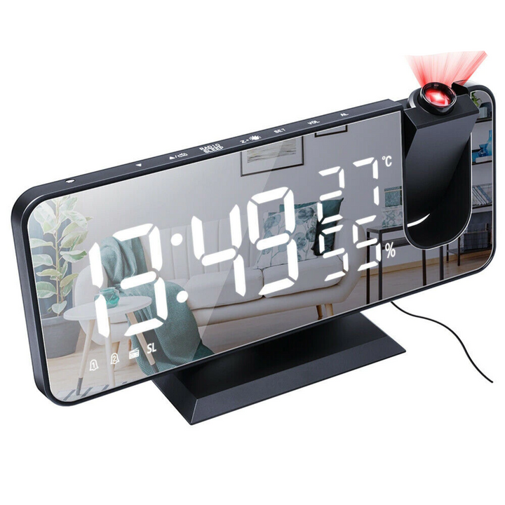 Innovative LED Projector Alarm Clock with USB Bowlift