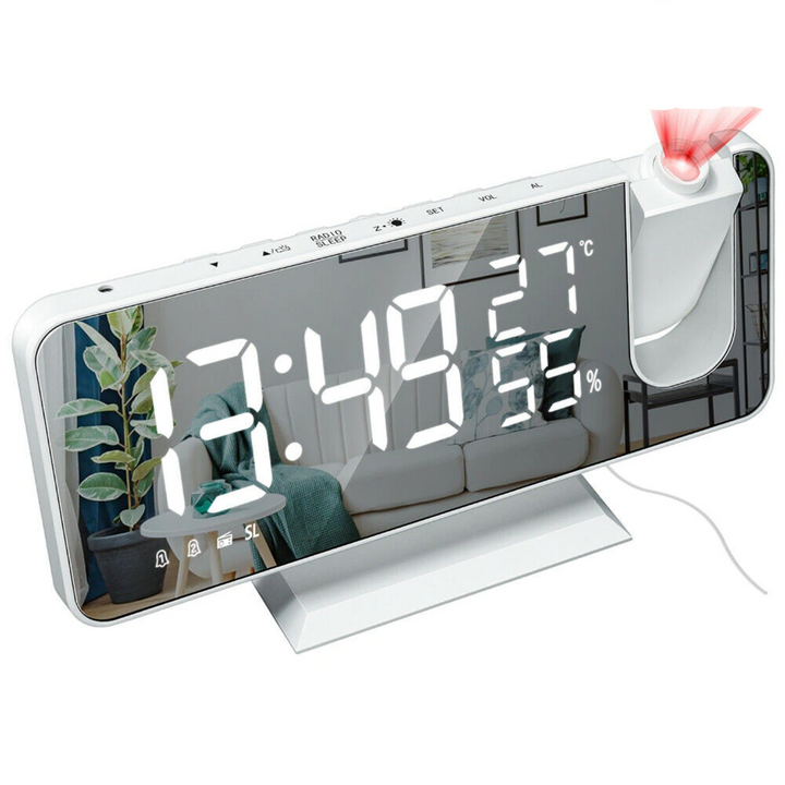 Innovative LED Projector Alarm Clock with USB Bowlift