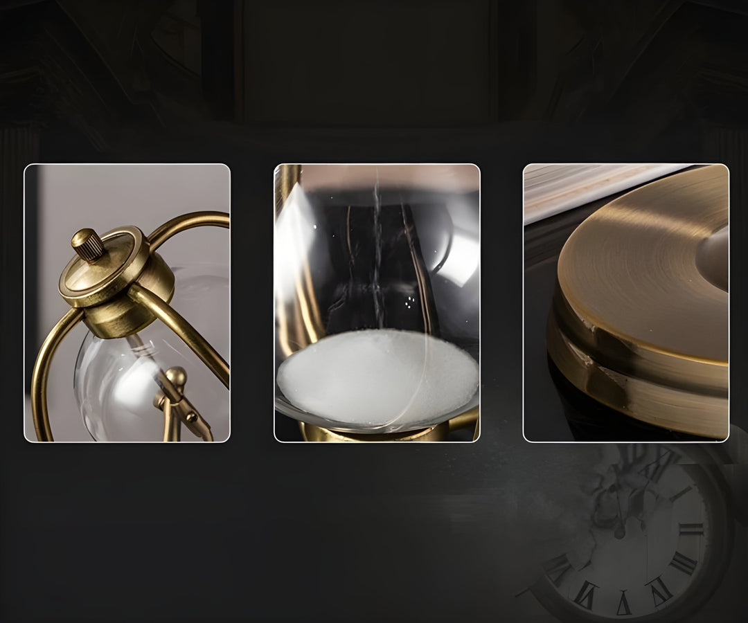 BowLift | GracefulTime Clock – Luxury Hourglass with Elegant Gold Frame & Timeless Design