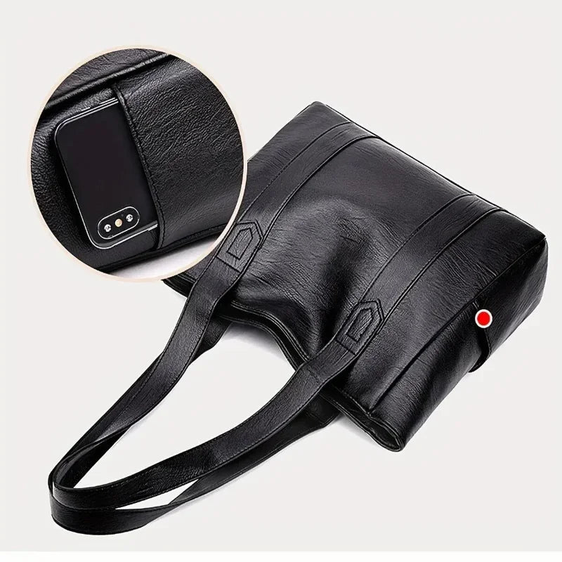 Elegant Leather Shoulder Bag with Retro Style and Smooth Surface