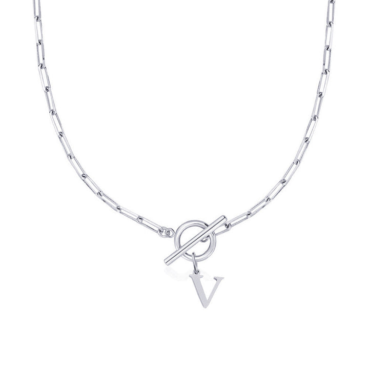 BowLift | Paperclip Letter Initial Circle Lock Clasp Necklace