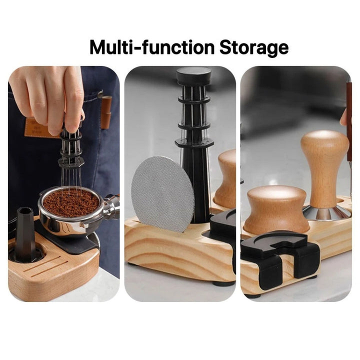 BowLift | Walnut Espresso Tamper Station Coffee Bar Stand