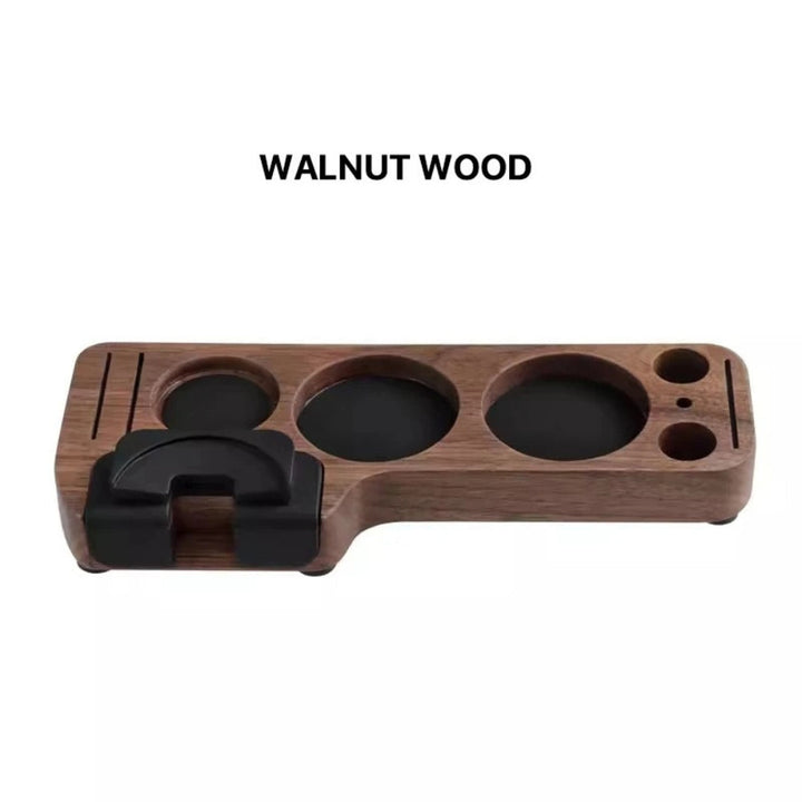 BowLift | Walnut Espresso Tamper Station Coffee Bar Stand
