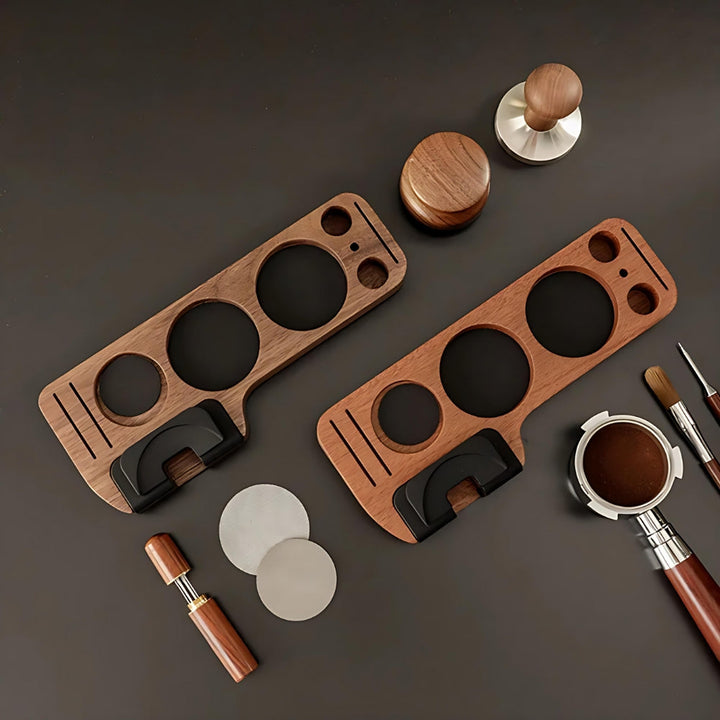 BowLift | Walnut Espresso Tamper Station Coffee Bar Stand