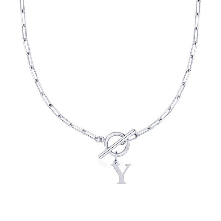 BowLift | Paperclip Letter Initial Circle Lock Clasp Necklace