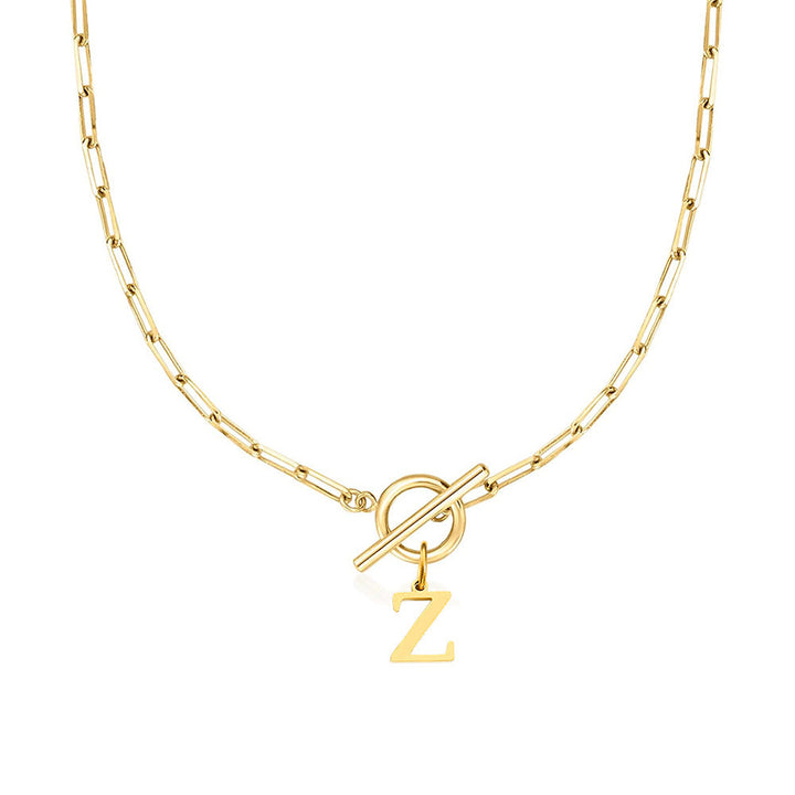 BowLift | Paperclip Letter Initial Circle Lock Clasp Necklace