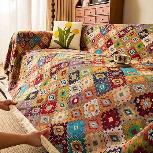 BowLift | Zahara Geometric Tribal Kilim Sofa Cover