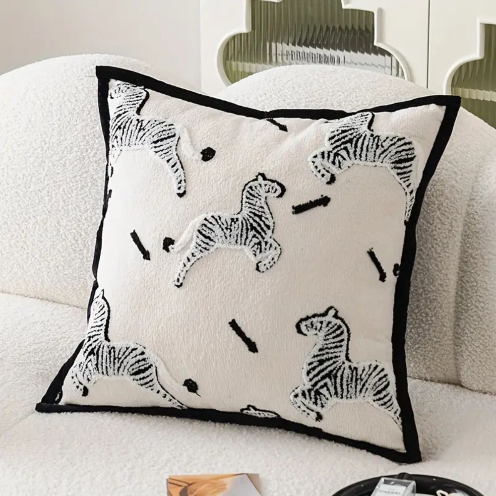 BowLift | Zebra Dash Embroidered Cushion Cover