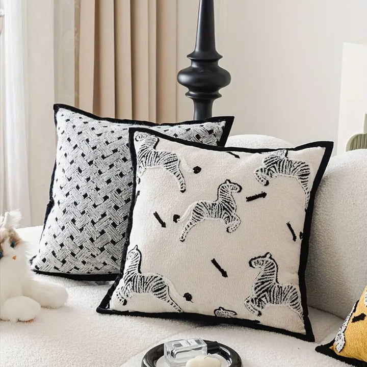 BowLift | Zebra Dash Embroidered Cushion Cover