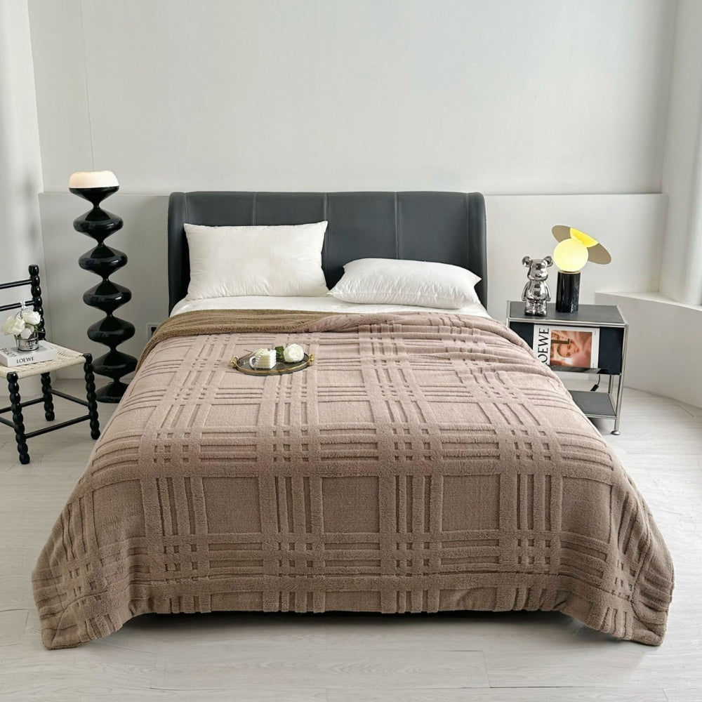 BowLift | Plaid Embossed Grid Pattern Winter Blanket