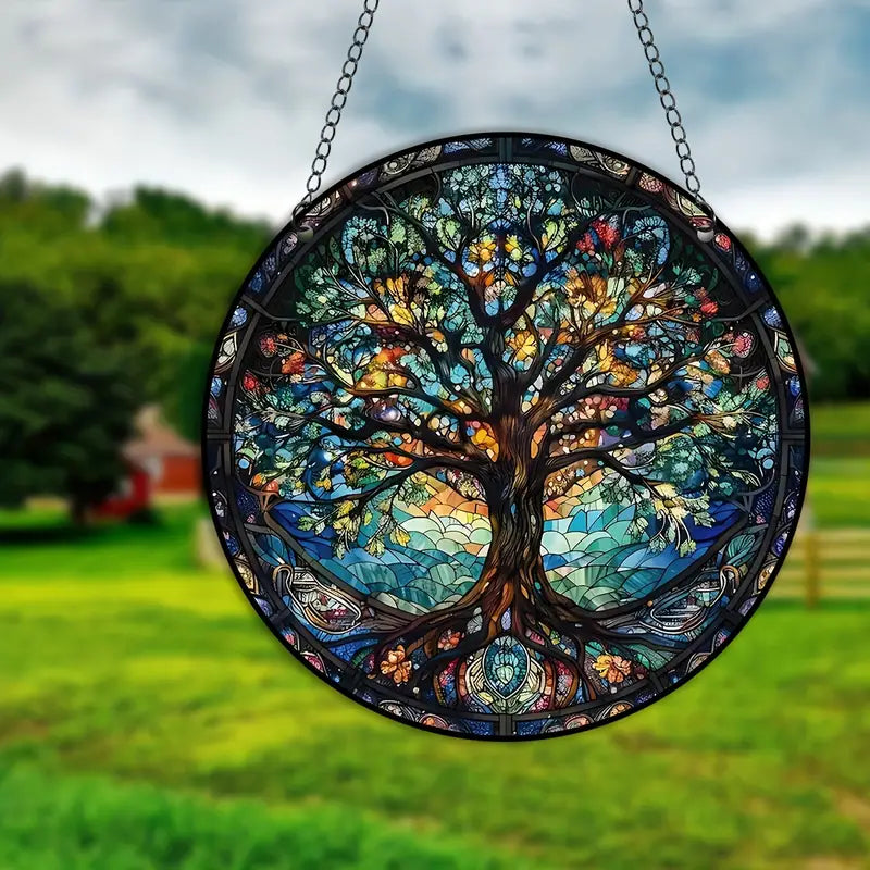 BowLift | Stained Glass Tree Wall Art Hanging Panel