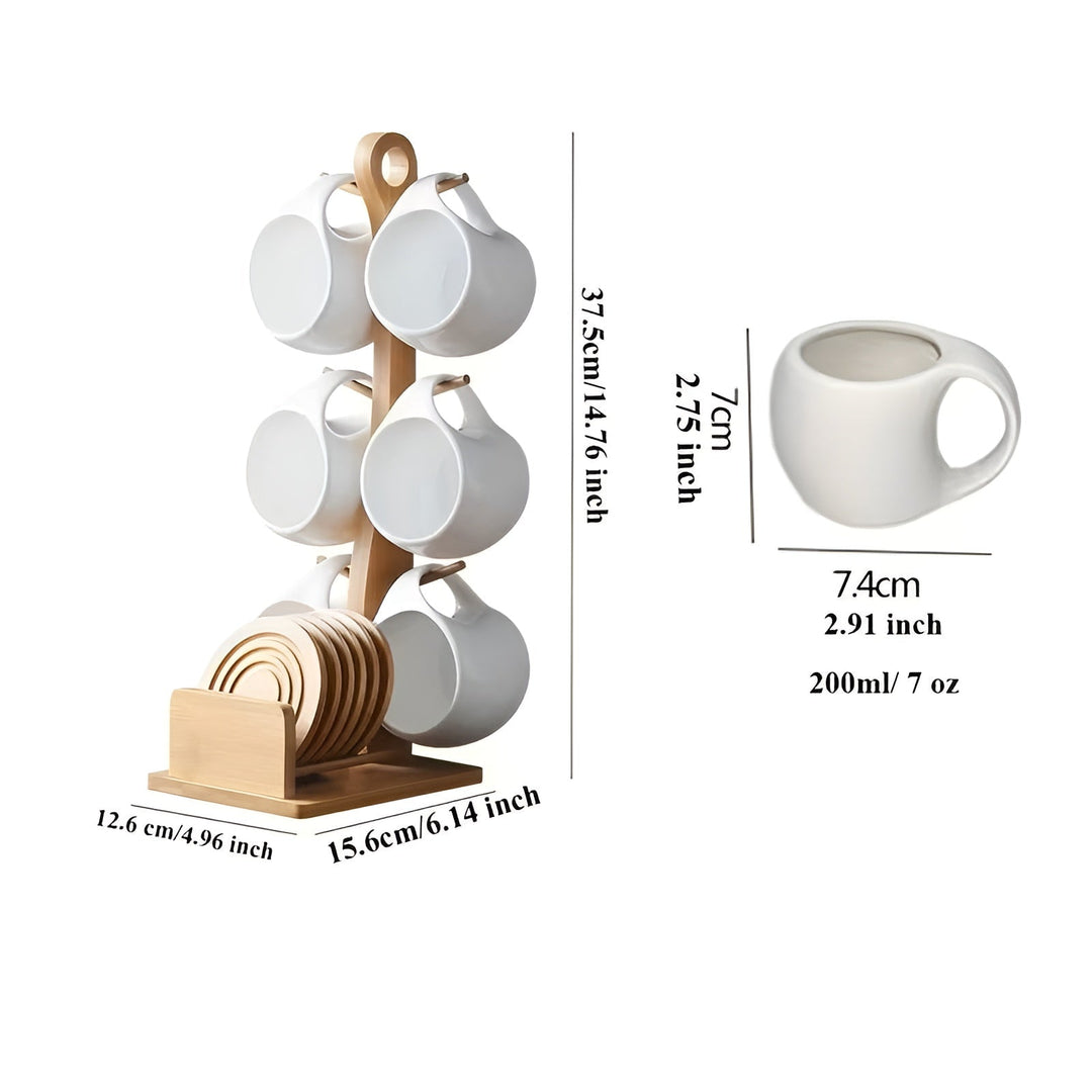 Ceramic Coffee Mug Set with Saucer & Stand – Stylish and Decorative | Perfect for Café and Home | Bowlift