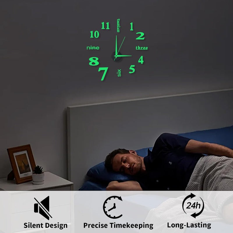 Luminous Frameless 3D Wall Clock Bowlift