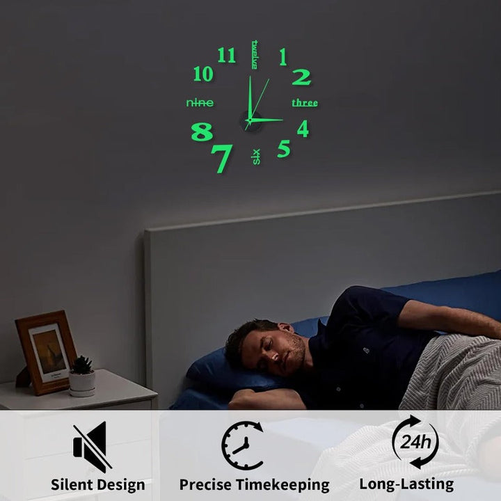 Luminous Frameless 3D Wall Clock Bowlift