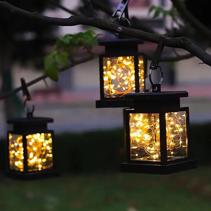 BowLift | Solar LED Lantern with Light Wire and Hanging Clip – Waterproof Garden Lighting for Terrace and Balcony