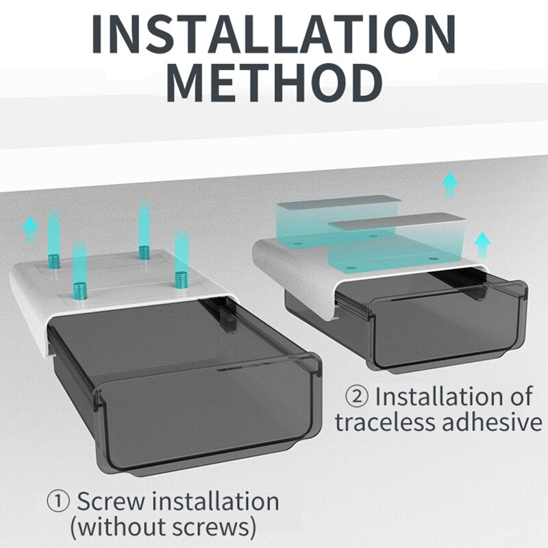 BowLift | Office Friendly Self-Adhesive Hidden Transparent Drawer
