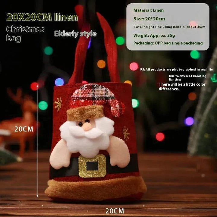BowLift | Christmas Candy Gift Tote Bag For Kids Funny Creative Santa Claus Elk Snowman Bear Handbag Small Christmas Tree Decoration Bags