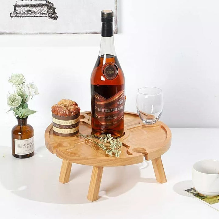 Wooden Outdoor Folding Picnic Table-With Glass Holder | Bowlift