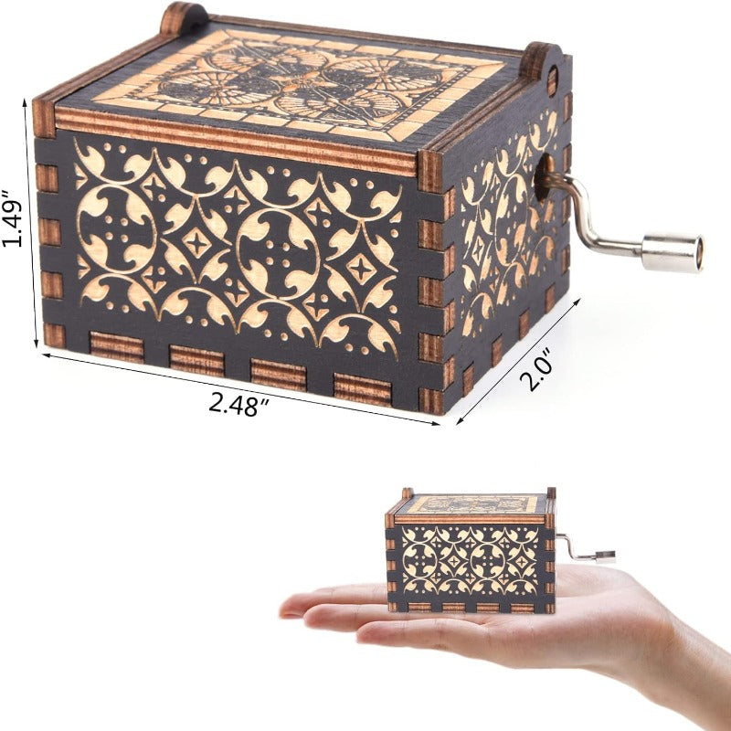 Wooden Hand Crank Music Box Bowlift