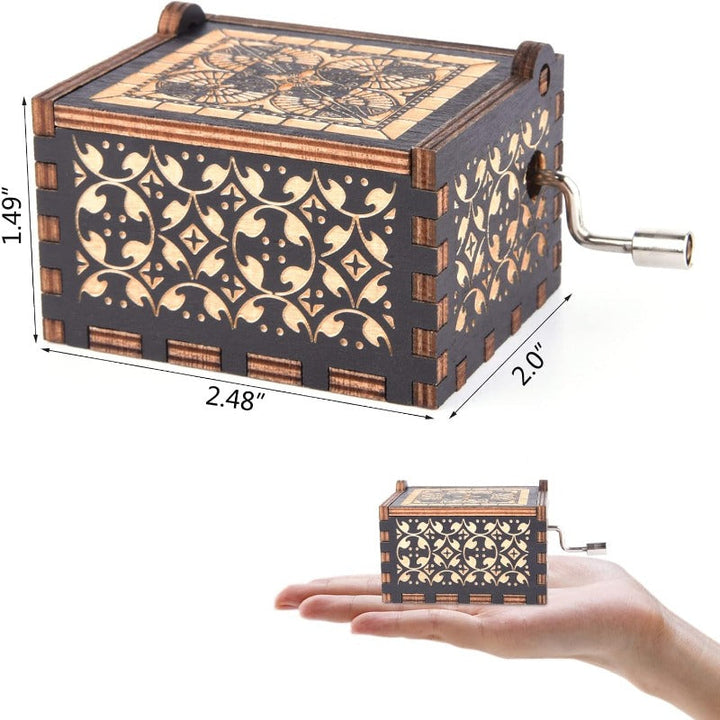 Wooden Hand Crank Music Box Bowlift