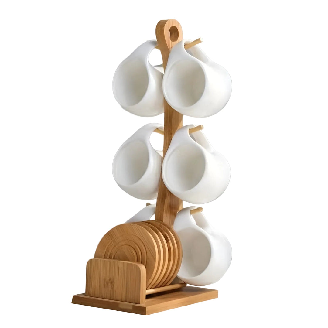 Ceramic Coffee Mug Set with Saucer & Stand – Stylish and Decorative | Perfect for Café and Home | Bowlift