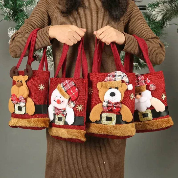 BowLift | Christmas Candy Gift Tote Bag For Kids Funny Creative Santa Claus Elk Snowman Bear Handbag Small Christmas Tree Decoration Bags
