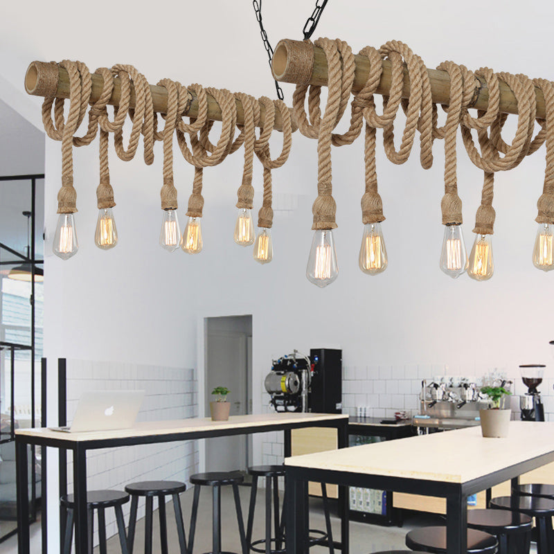 BowLift | Adjustable Bamboo Pendant Lamp with Industrial Rope Design - EcoChic
