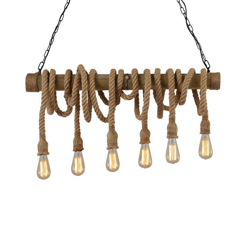 BowLift | Adjustable Bamboo Pendant Lamp with Industrial Rope Design - EcoChic