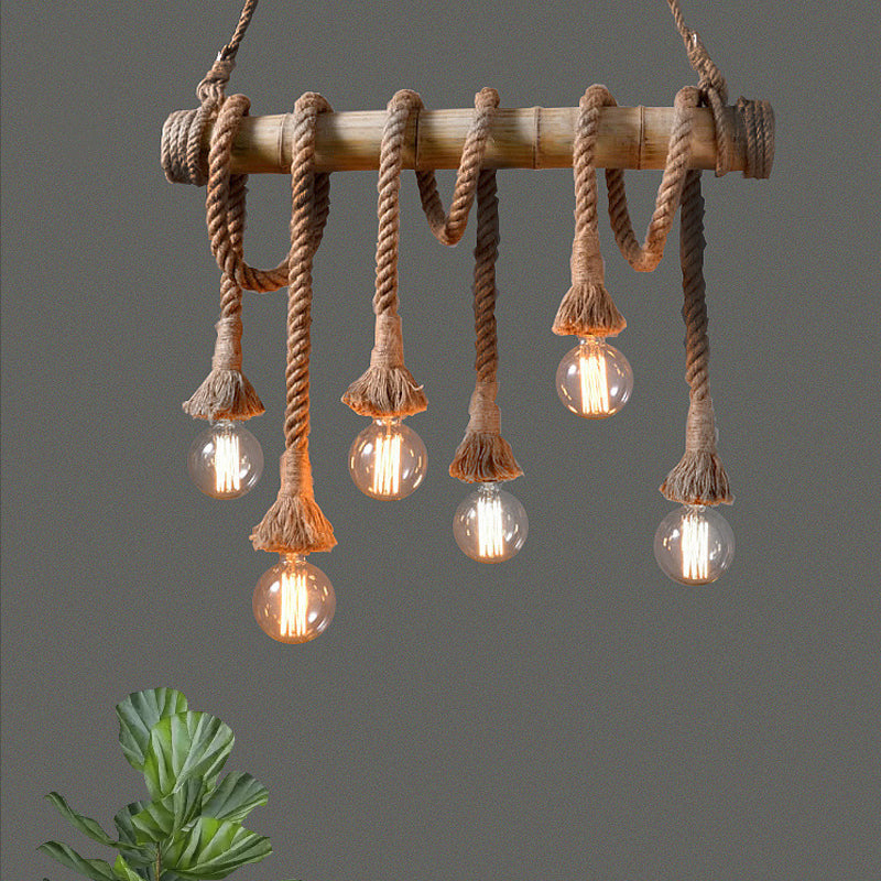 BowLift | Adjustable Bamboo Pendant Lamp with Industrial Rope Design - EcoChic