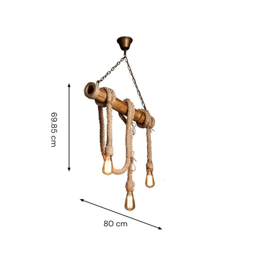 BowLift | Adjustable Bamboo Pendant Lamp with Industrial Rope Design - EcoChic