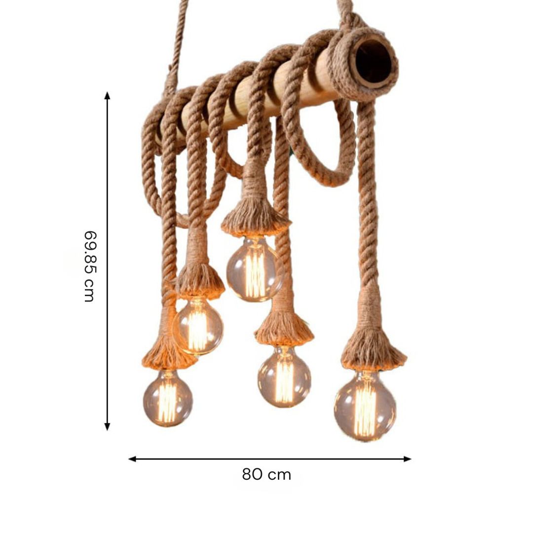 BowLift | Adjustable Bamboo Pendant Lamp with Industrial Rope Design - EcoChic