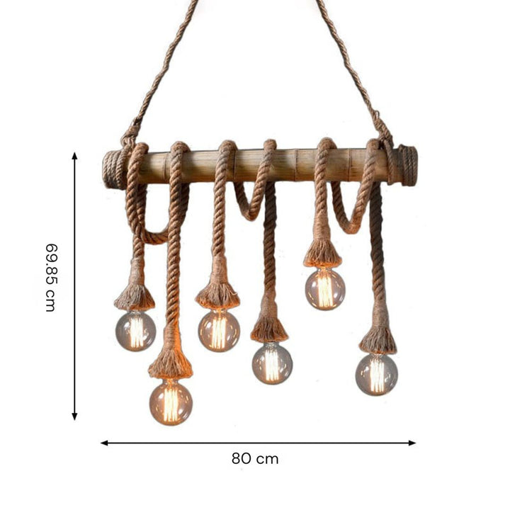BowLift | Adjustable Bamboo Pendant Lamp with Industrial Rope Design - EcoChic