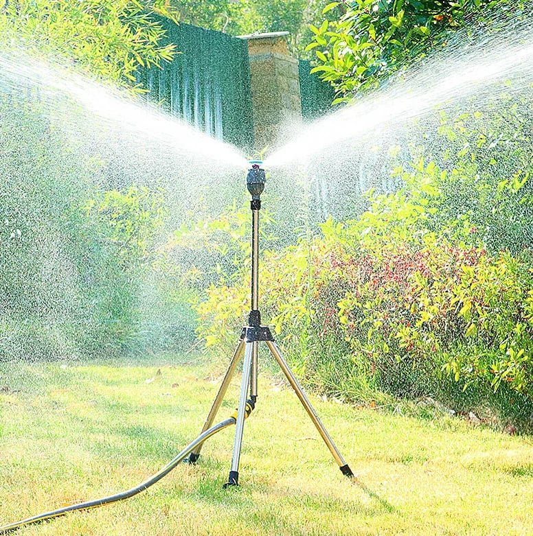 BowLift | TurboSpray Adjustable 360° Garden Sprinkler – Stainless Steel Rotating Lawn Watering System