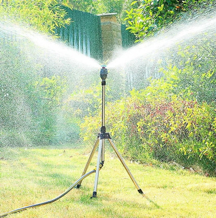 BowLift | TurboSpray Adjustable 360° Garden Sprinkler – Stainless Steel Rotating Lawn Watering System