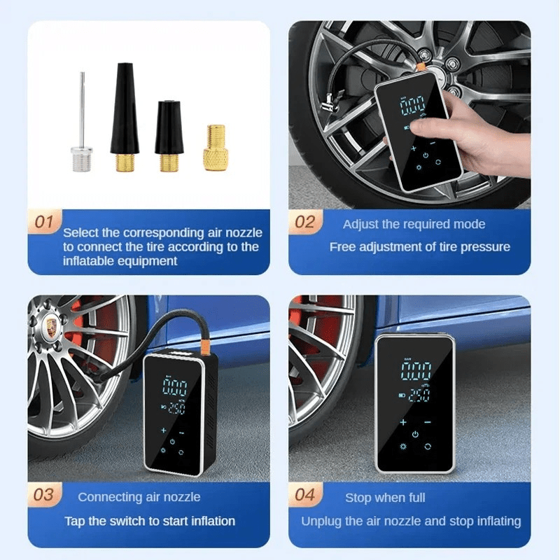 BowLift | AirMax Touch – Portable electric air pump with touchscreen & 150 PSI