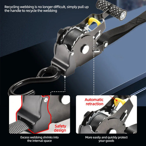 BowLift | Heavy-Duty Auto Retractable Ratchet Straps for Secure Cargo