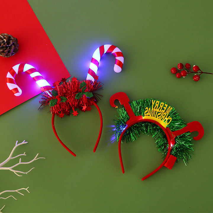 BowLift | IPC Christmas Hair Band Glowing Headband Xmas Tree Snowflake Hair Band Deer Horn Light Flashing Headwear Merry Christmas Gift