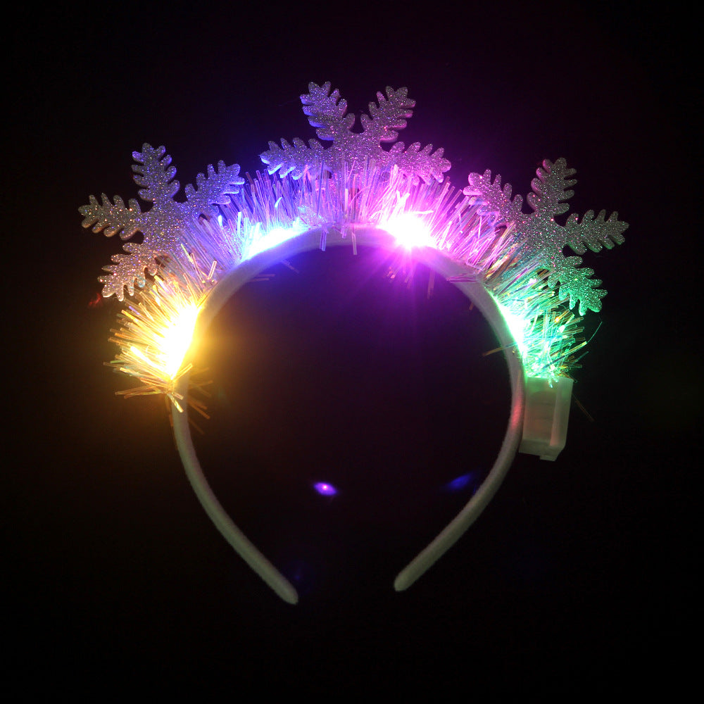 BowLift | IPC Christmas Hair Band Glowing Headband Xmas Tree Snowflake Hair Band Deer Horn Light Flashing Headwear Merry Christmas Gift