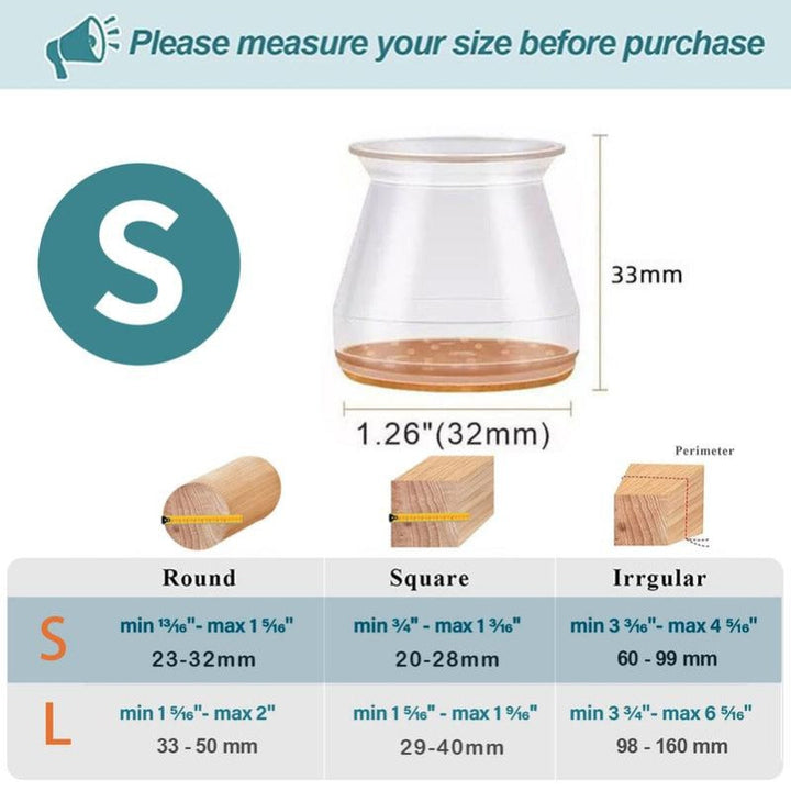 BowLift | Clear Silicone Chair Leg Caps with Integrated Felt Pads
