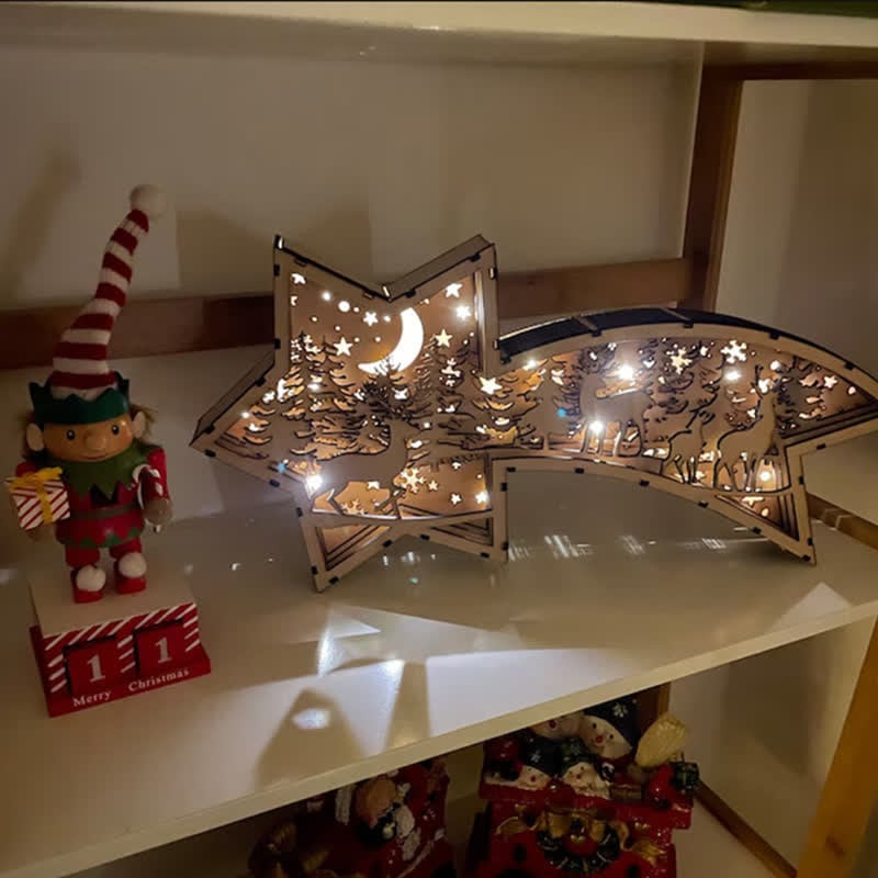 BowLift | LED Wooden Christmas Ornaments Nativity Scene Star Shaped Desk Lamp