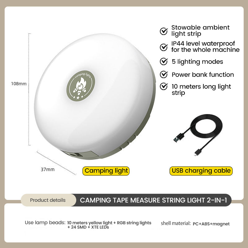 Outdoor Waterproof Portable Stowable String Light 10m | Bowlift