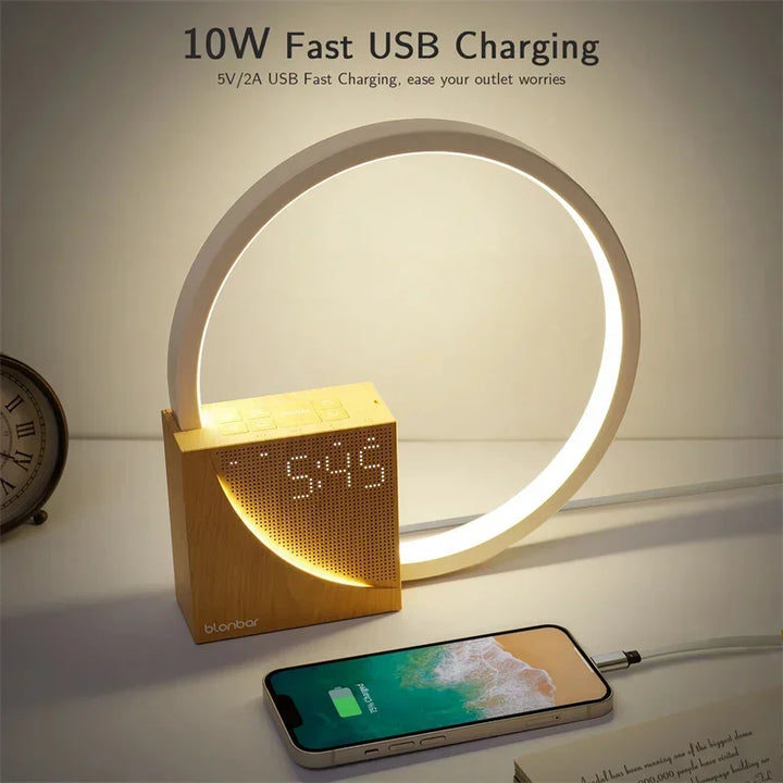 BowLift | Elegant Touch Control Light Alarm Clock – Wood Design