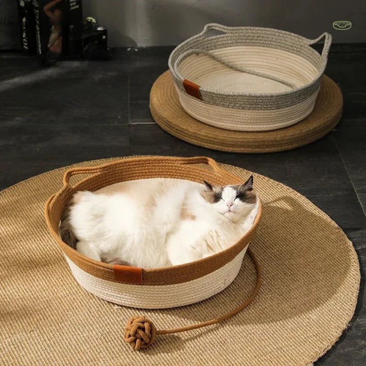 Handwoven Cotton Rope Cat Bed – DreamNest Bowlift