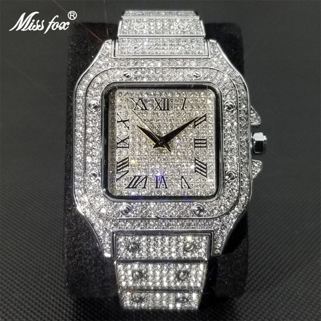 BowLift | MISSFOX Ice Out Square Watch for Men