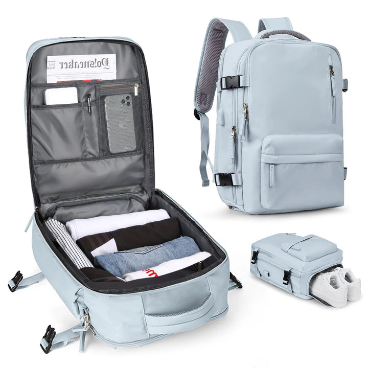 BowLift | Women's Large Travel Backpack – Waterproof Hiking Rucksack | Anti-Theft & USB Charging